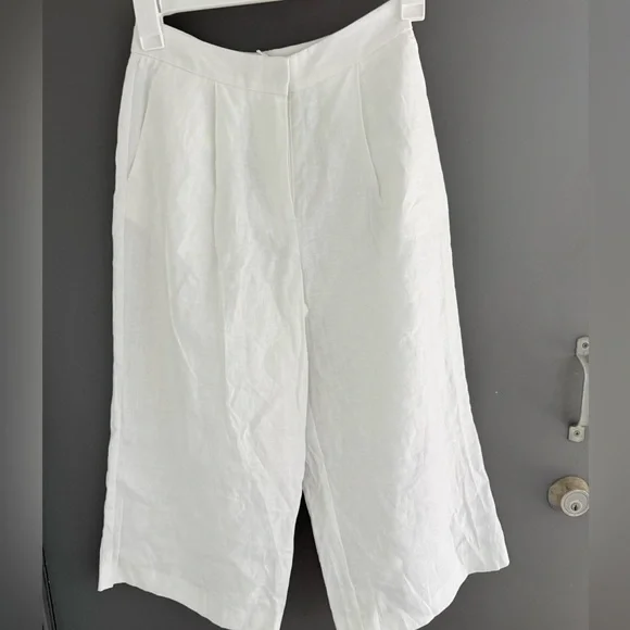 N A-K D White Linen High-Waist Culottes size 6 Wide Leg Summer Chic NWT - Picture 5 of 16